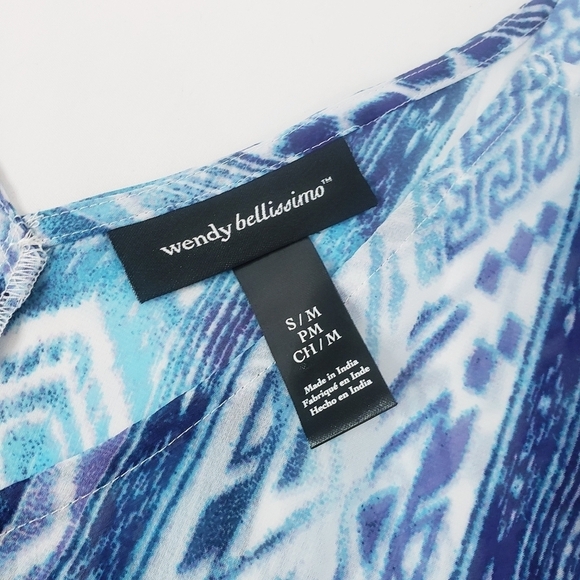 NWT Wendy Bellissimo Cold Shoulder Sheer Ikat Blouse Top - Picture 11 of 12